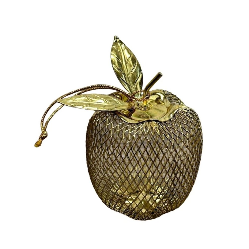Vintage Apple Christmas Ornament Gold Mesh Fill With Potpourri